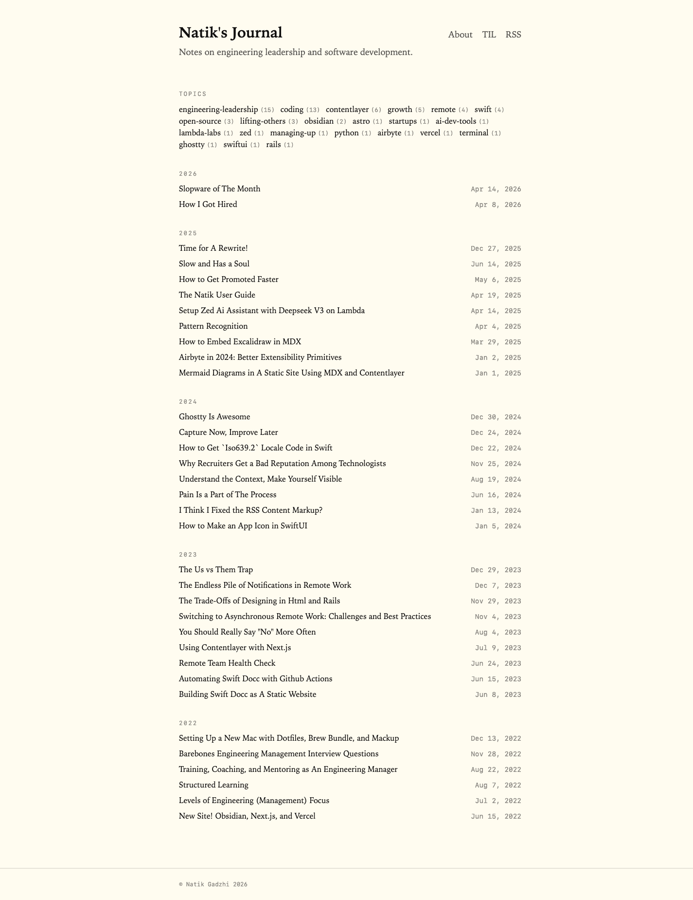 Homepage, after the redesign