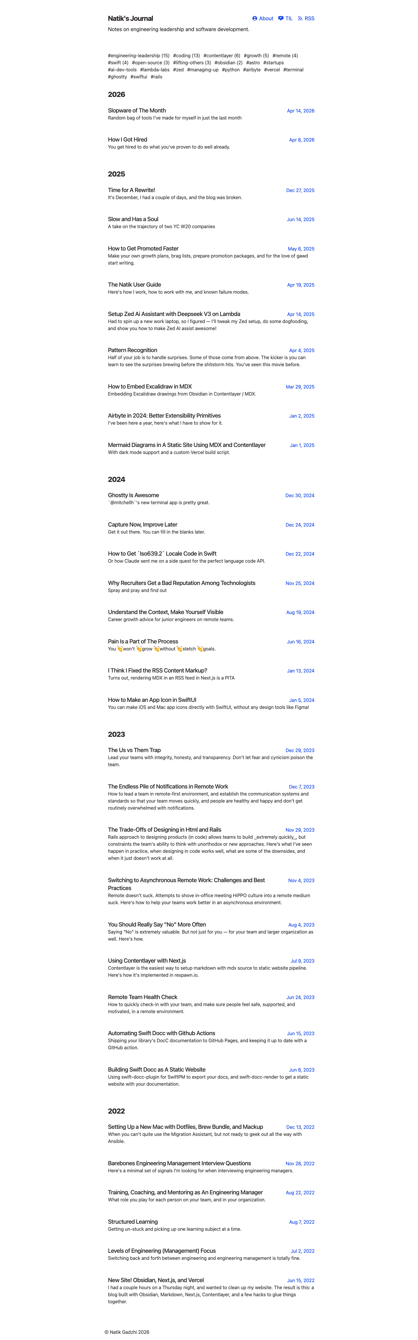 Homepage, before the redesign