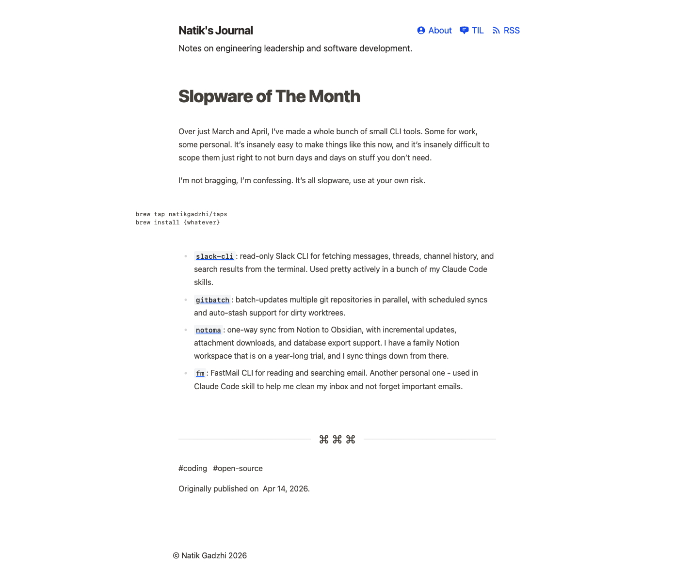 Post page, before the redesign